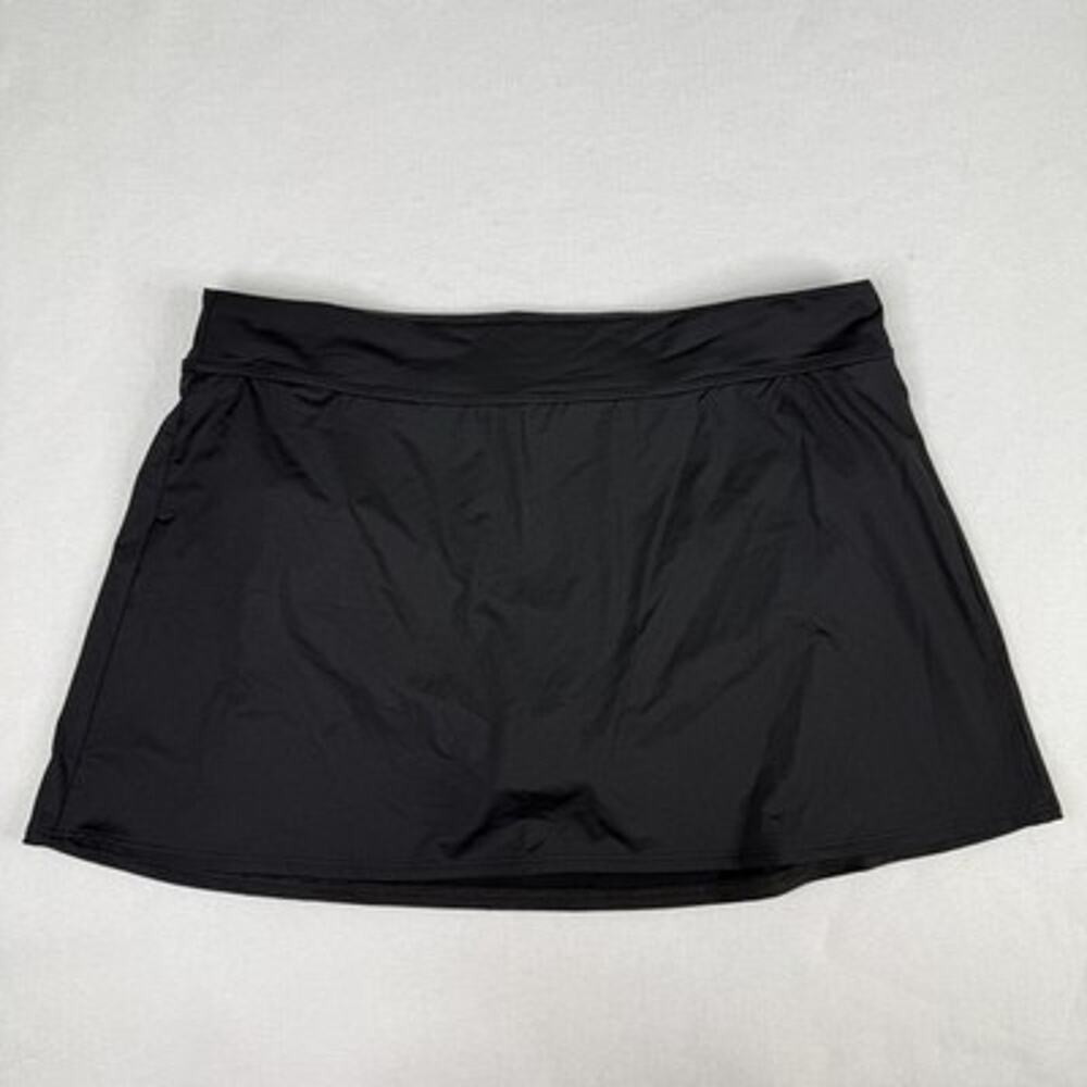 Lands' End Swim Skirt 16 Black Built In Brief Lined Stretch Swimwear Skort
